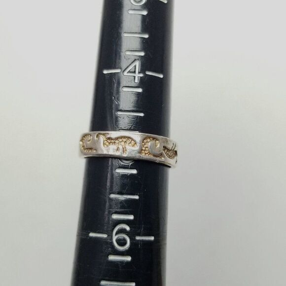 Vintage Sterling Silver Stamped Design Toe Ring, Animals, Retro Estate - Picture 4 of 6